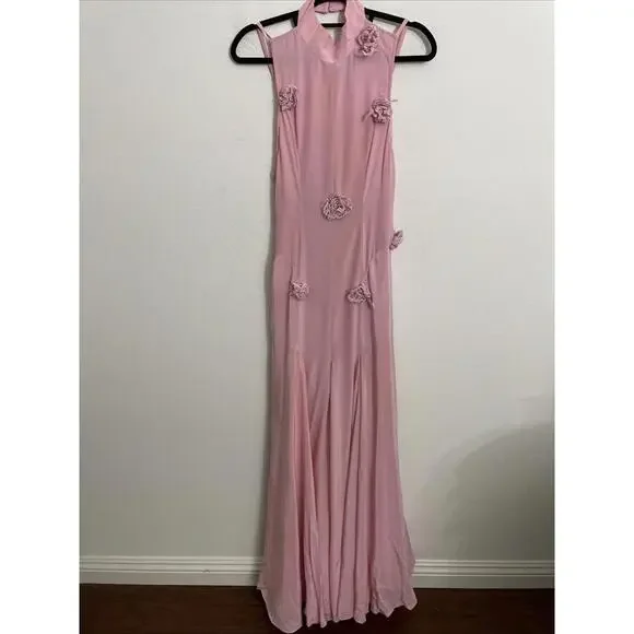 La Fuori Backless Maxi Dress in Ostrich Feather Pink XS NWT $780msrp - Picture 5 of 14